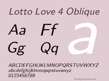 Lotto Love 4 Oblique 1.000 Font Sample