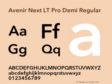 Avenir Next LT Pro Demi Regular Version 1.000;PS 001.001;hotconv 1.0.56图片样张