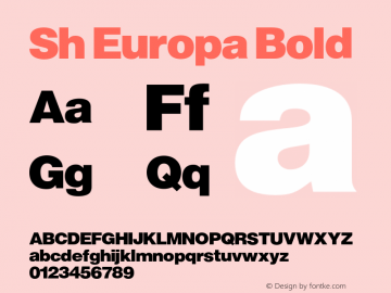 Sh Europa Bold Version 001.001 Font Sample