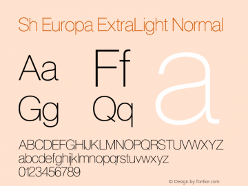 Sh Europa ExtraLight Normal Version 001.001 Font Sample
