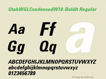 UtahWGLCondensedW10-BoldIt Regular Version 1.20 Font Sample