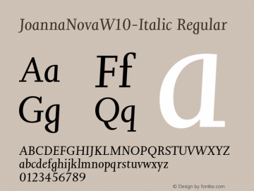 JoannaNovaW10-Italic Regular Version 1.00图片样张