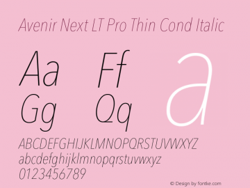 Avenir Next LT Pro Thin Cond Italic Version 1.000;PS 001.001;hotconv 1.0.56图片样张