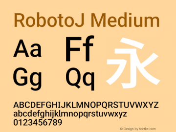 RobotoJ Medium Version 1.20; 2015-09-05图片样张