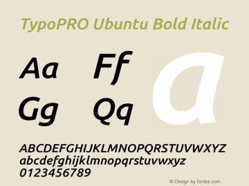 TypoPRO Ubuntu Bold Italic 0.83 Font Sample