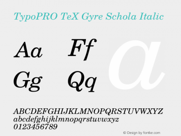 TypoPRO TeX Gyre Schola Italic Version 2.005;PS 2.005;hotconv 1.0.49;makeotf.lib2.0.14853 Font Sample