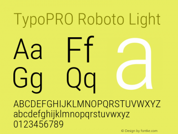 TypoPRO Roboto Light Version 2.001047; 2015 Font Sample