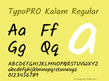 TypoPRO Kalam Regular Version 2.001;PS 1.0;hotconv 1.0.79;makeotf.lib2.5.61930; ttfautohint (v1.3)图片样张