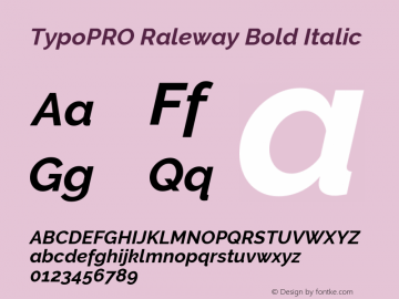 TypoPRO Raleway Bold Italic Version 3.000; ttfautohint (v0.96) -l 8 -r 28 -G 28 -x 14 -w 