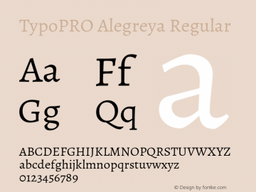 TypoPRO Alegreya Regular Version 1.003 Font Sample