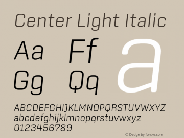 Center Light Italic Version 1.1图片样张