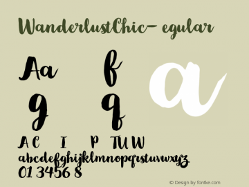 WanderlustChic-Regular ☞ Version 1.000;com.myfonts.easy.cultivated-mind.wanderlust-collection.chic.wfkit2.version.4t78图片样张