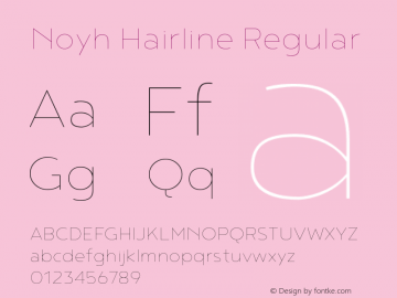 Noyh Hairline Regular Version 1.000 Font Sample