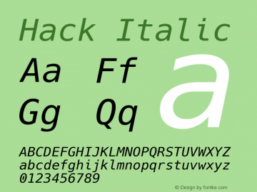 Hack Italic Version 2.013 Font Sample