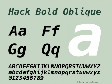 Hack Bold Oblique Version 2.011 Font Sample