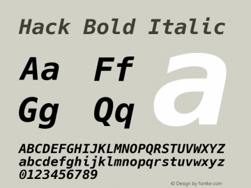Hack Bold Italic Version 2.012 Font Sample