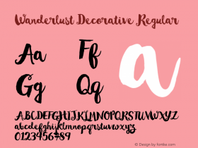 Wanderlust Decorative Regular Version 1.000 Font Sample