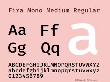Fira Mono Medium Regular Version 3.206 Font Sample