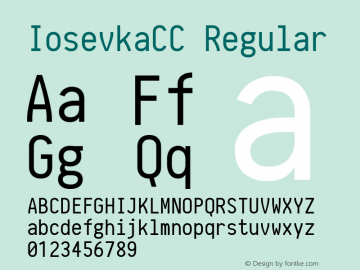 IosevkaCC Regular r0.1.11; ttfautohint (v1.3) Font Sample