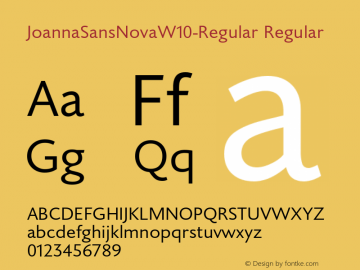 JoannaSansNovaW10-Regular Regular Version 1.00 Font Sample