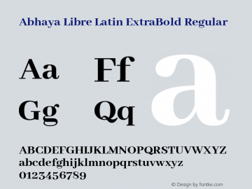 Abhaya Libre Latin ExtraBold Regular Version 1.000 Font Sample