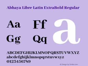Abhaya Libre Latin ExtraBold Regular Version 1.000;PS 000.041;hotconv 1.0.70;makeotf.lib2.5.58329 Font Sample