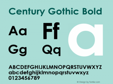 Century Gothic Bold Version 1.01 Font Sample