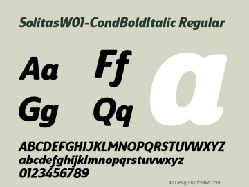 SolitasW01-CondBoldItalic Regular Version 1.00 Font Sample