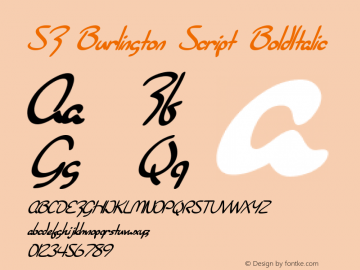 SF Burlington Script BoldItalic Version ver 1.0; 2000. Freew Font Sample