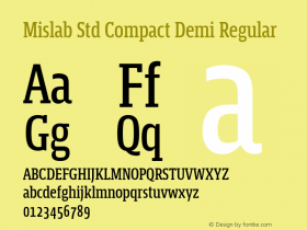 Mislab Std Compact Demi Regular Version 1.000;PS 1.0;hotconv 1.0.72;makeotf.lib2.5.5900 DEVELOPMENT; ttfautohint (v1.2) -l 8 -r 50 -G 200 -x 14 -D latn -f none -w G -X 