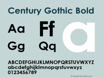 Century Gothic Bold Version 2.35 Font Sample