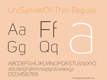 UniSansW01-Thin Regular Version 1.00 Font Sample