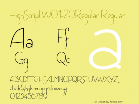 HighScriptW01-20Regular Regular Version 1.1 Font Sample