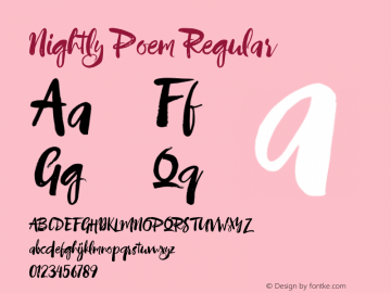 Nightly Poem Regular Version 2.000 Font Sample