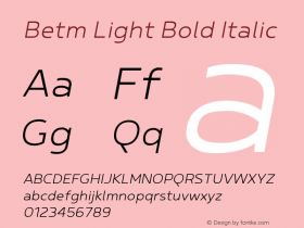 Betm Light Bold Italic Version 1.000 Font Sample