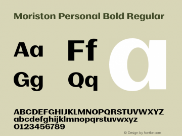 Moriston Personal Bold Regular Version 001.000 Font Sample