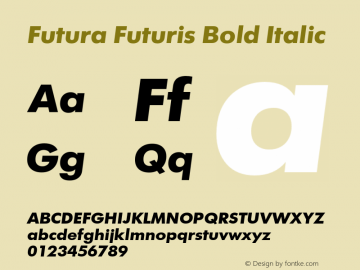 Futura Futuris Bold Italic 1.000图片样张