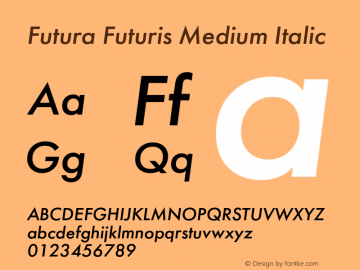 Futura Futuris Medium Italic 1.000图片样张