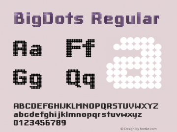 BigDots Regular 1.0 16-04-2002 Font Sample