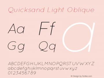 Quicksand Light Oblique 001.000 Font Sample