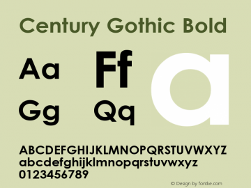 Century Gothic Bold Version 2.30 Font Sample