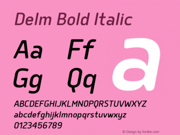 Delm Bold Italic Version 1.000 Font Sample