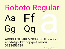 Roboto Regular Version 2.001101; 2014 Font Sample