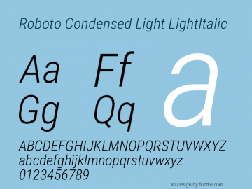Roboto Condensed Light LightItalic Version 2.001240; 2014图片样张