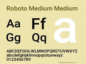 Roboto Medium Medium Version 2.001152; 2014 Font Sample