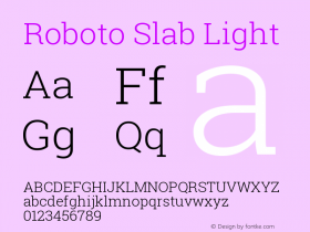 Roboto Slab Light Version 1.100263; 2013; ttfa图片样张