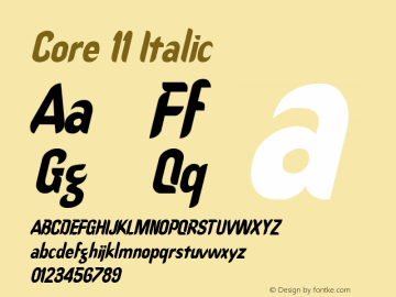 Core 11 Italic 1.0 Sun Apr 30 09:13:48 1995 Font Sample