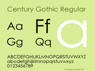 Century Gothic Regular Version 2.30 Font Sample
