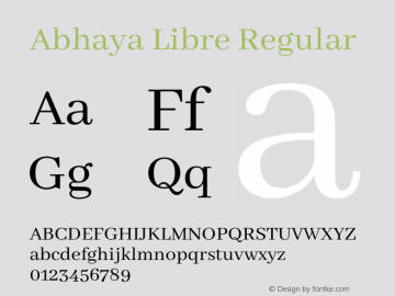 Abhaya Libre Regular Version 1.030;PS 1.30;hotconv 1.0.81;makeotf.lib2.5.63406 Font Sample