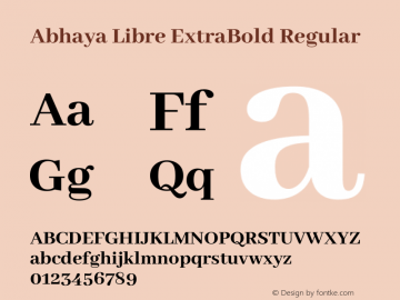 Abhaya Libre ExtraBold Regular Version 1.030;PS 1.30;hotconv 1.0.81;makeotf.lib2.5.63406图片样张